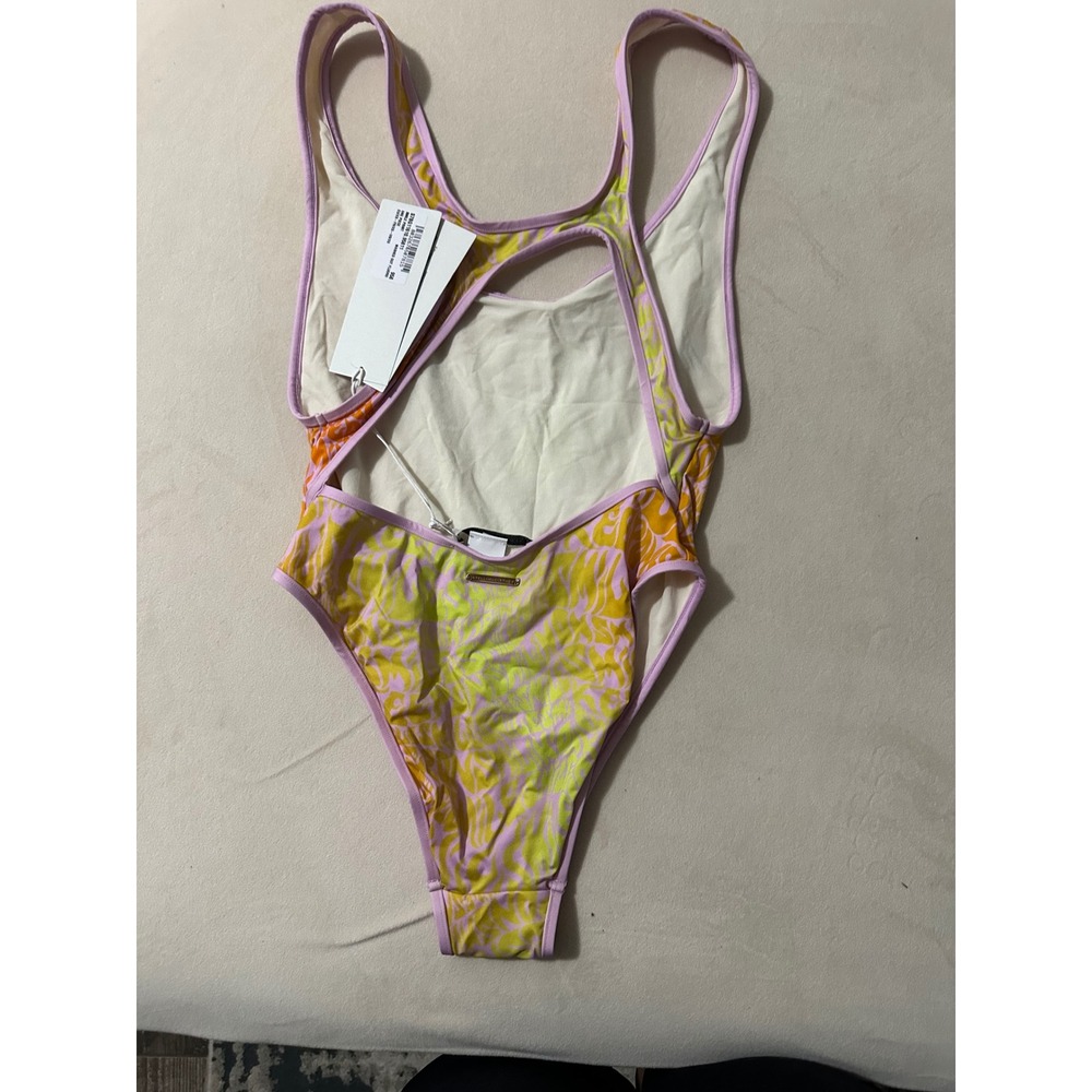 Stella McCartney Swimsuit Women XS Pink Yellow New Smile Print S7BG11610 - Picture 5 of 9